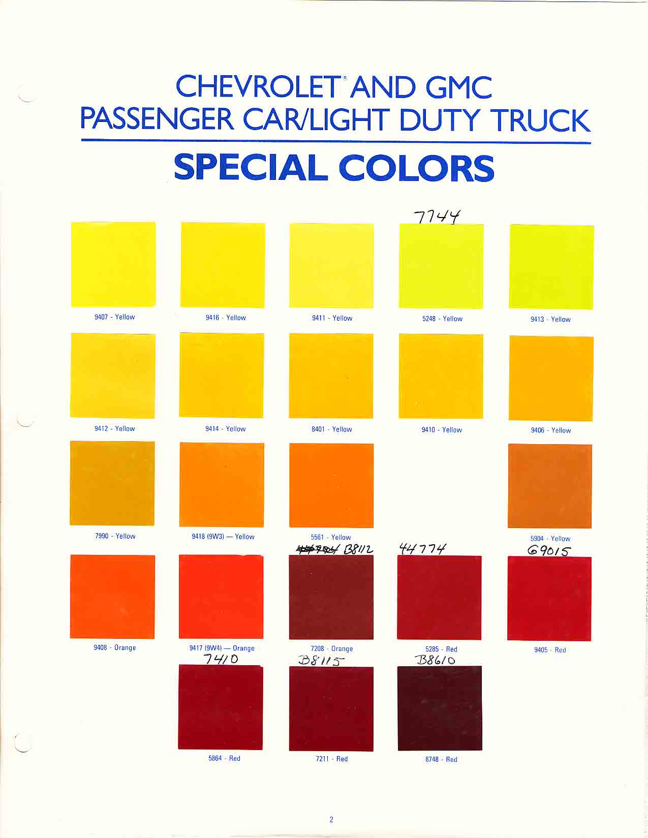 Dupont Special Color Chart for Chevrolet and GMC Chevrolet and GMC Truck Color Chart
