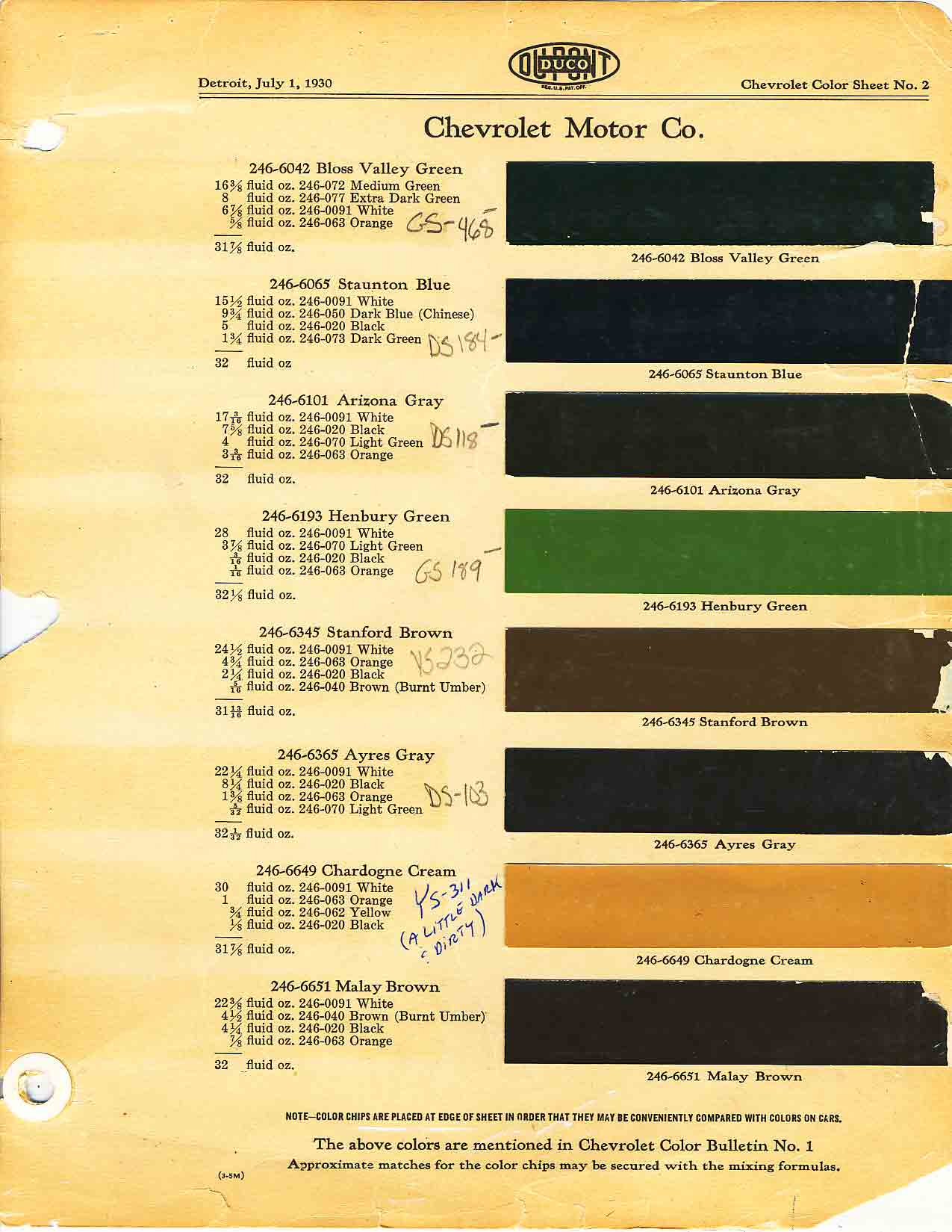 Exterior Paint Colors Paint Codes and Color Swatches used by Chevrolet on Vehicles