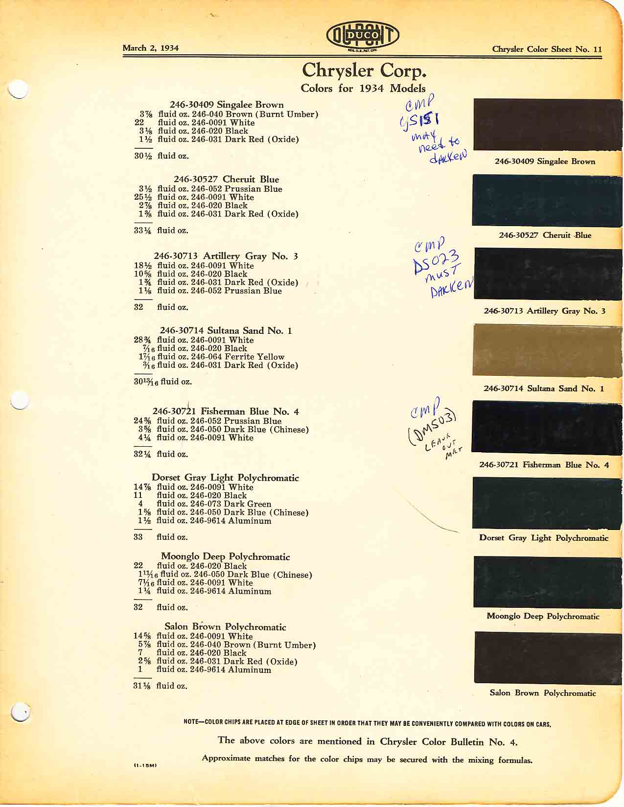 1934 Chrysler Corporation Color Chart Chrysler Paint (Color) Code Chart For Exterior Vehicles