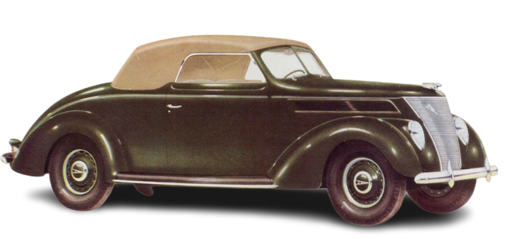 1937 Ford Cabriolet Convertible Vehicle Example with transparent background Image from the vehicle brochure from 1937 with the background taken out.