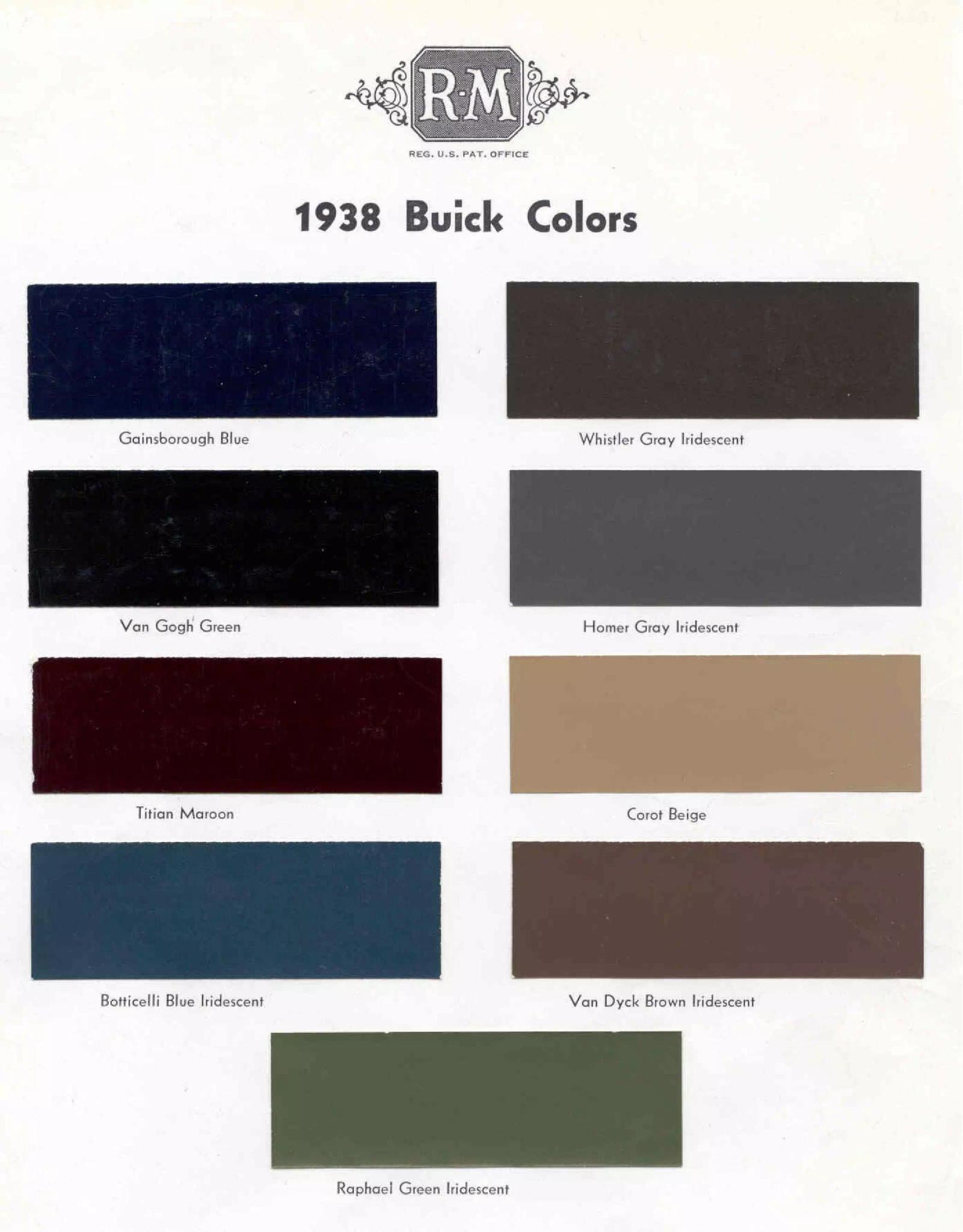1938 Buick Paint Chart