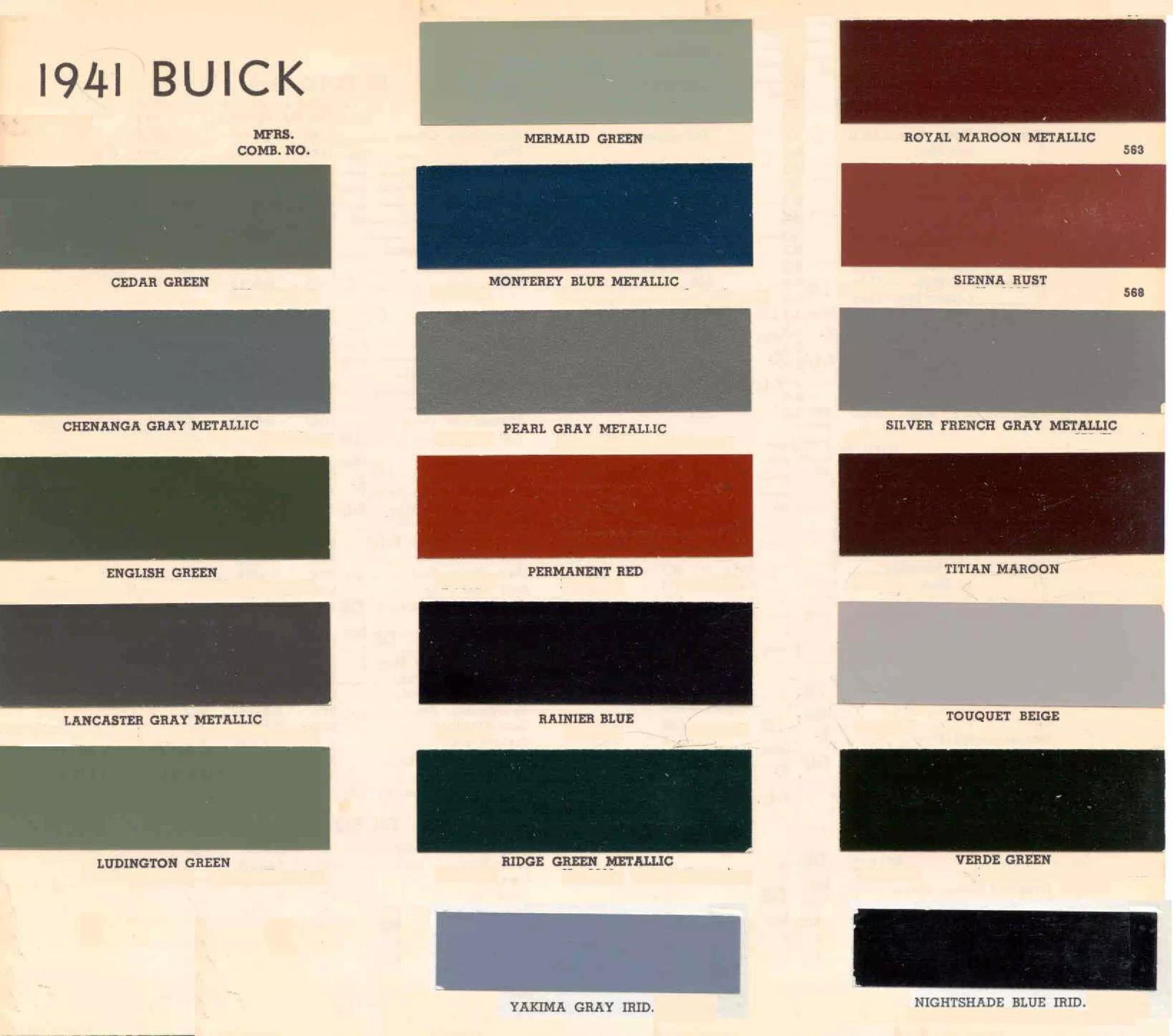 1941 Buick Paint Chart