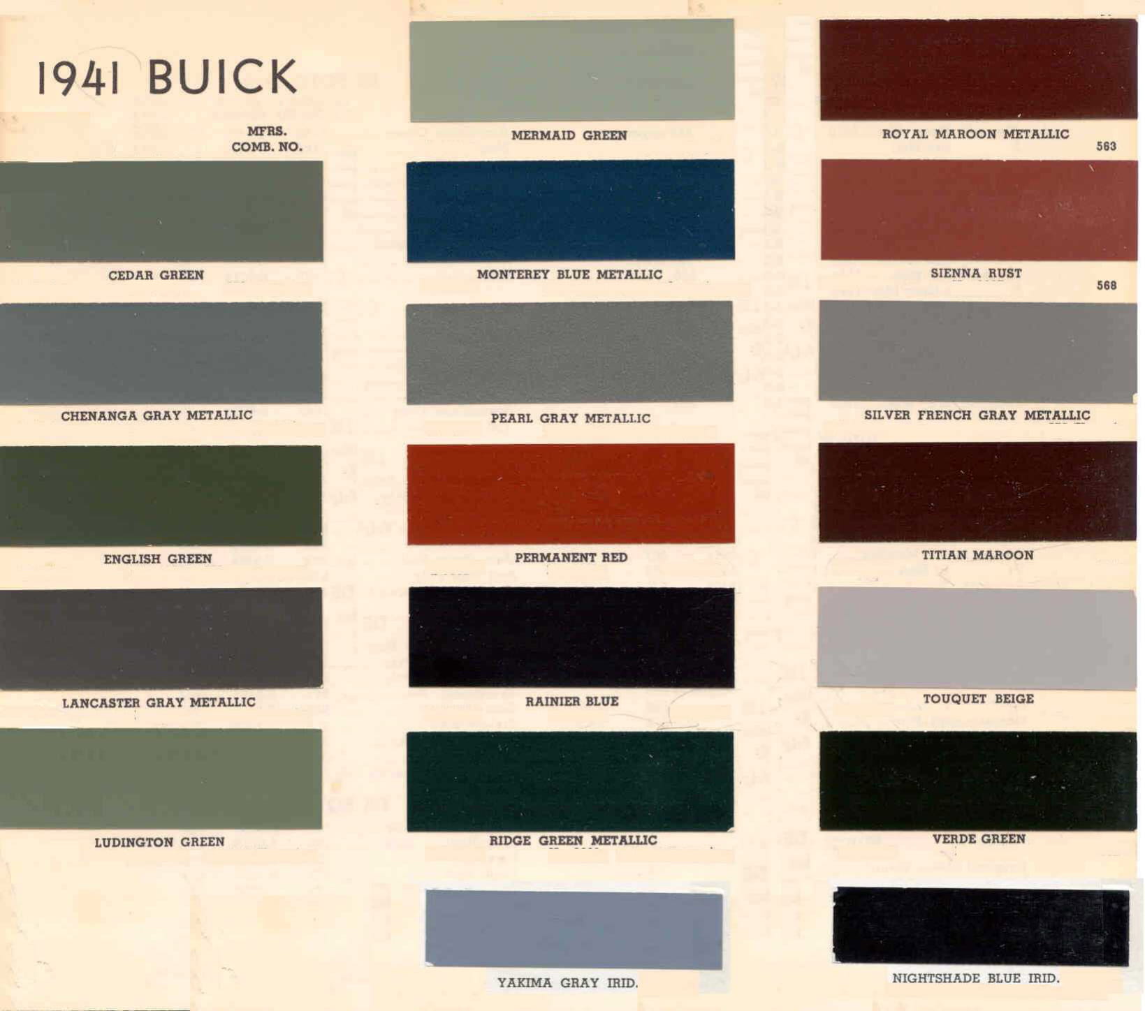 Color Examples and their codes for Buick Vehicles