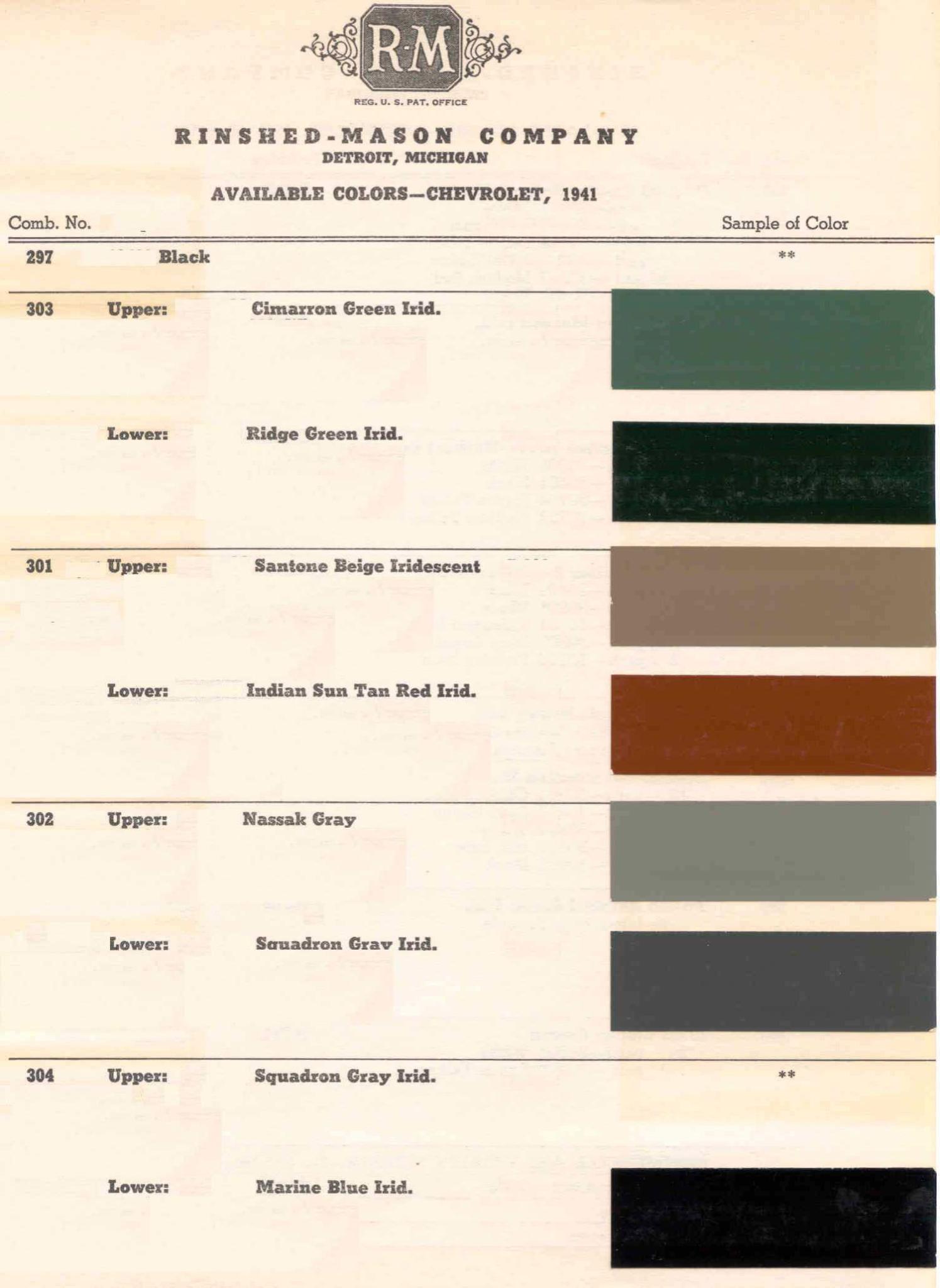 Color Examples and their codes for Chevrolet Vehicles