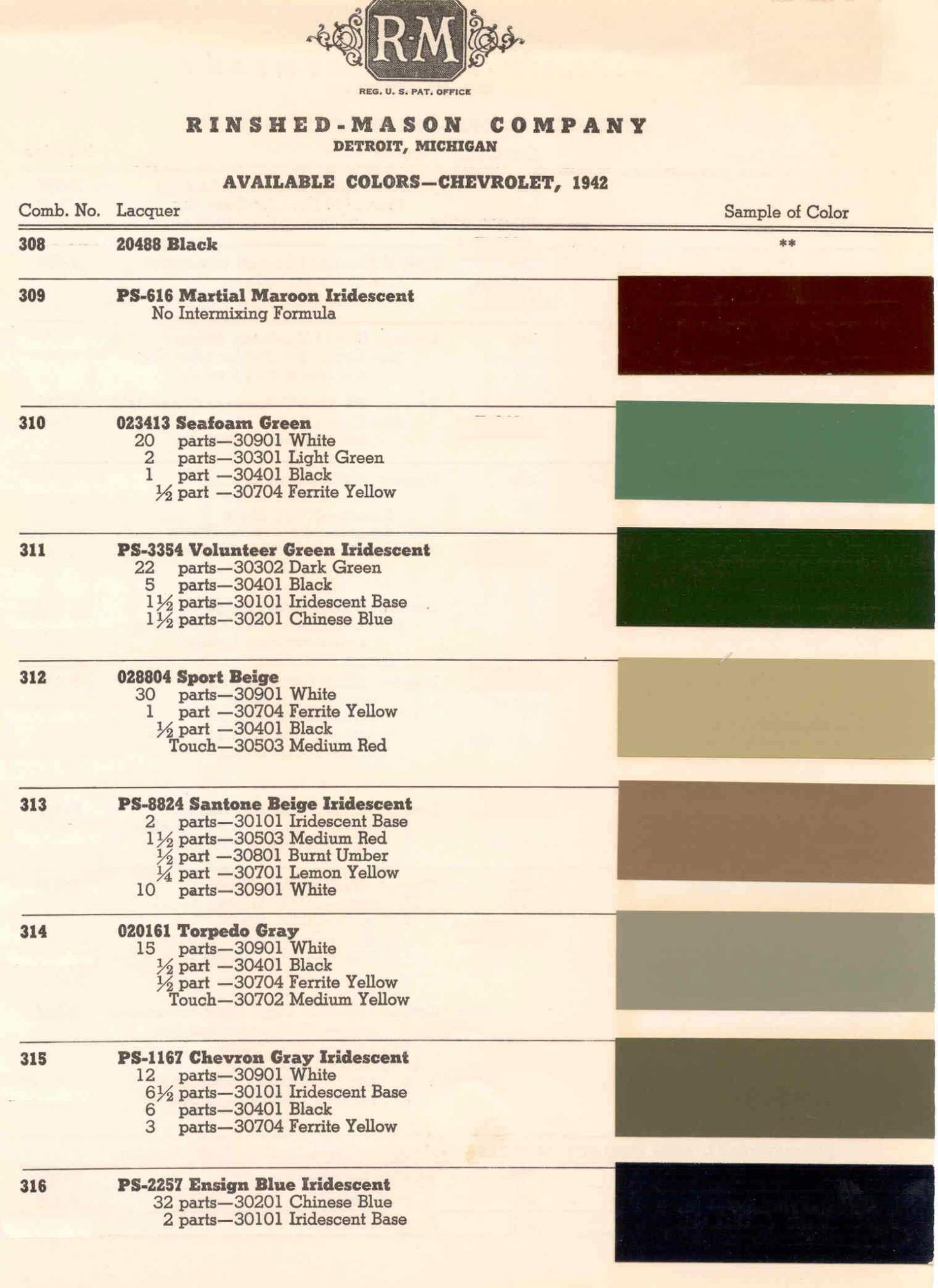 Color Examples and their codes for Chevrolet Vehicles