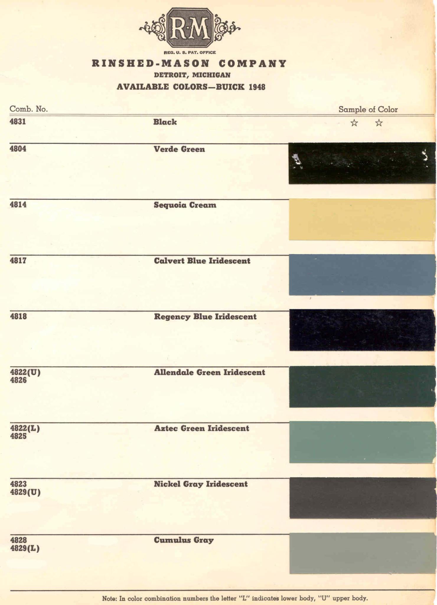 Color Examples and their codes for Buick Vehicles