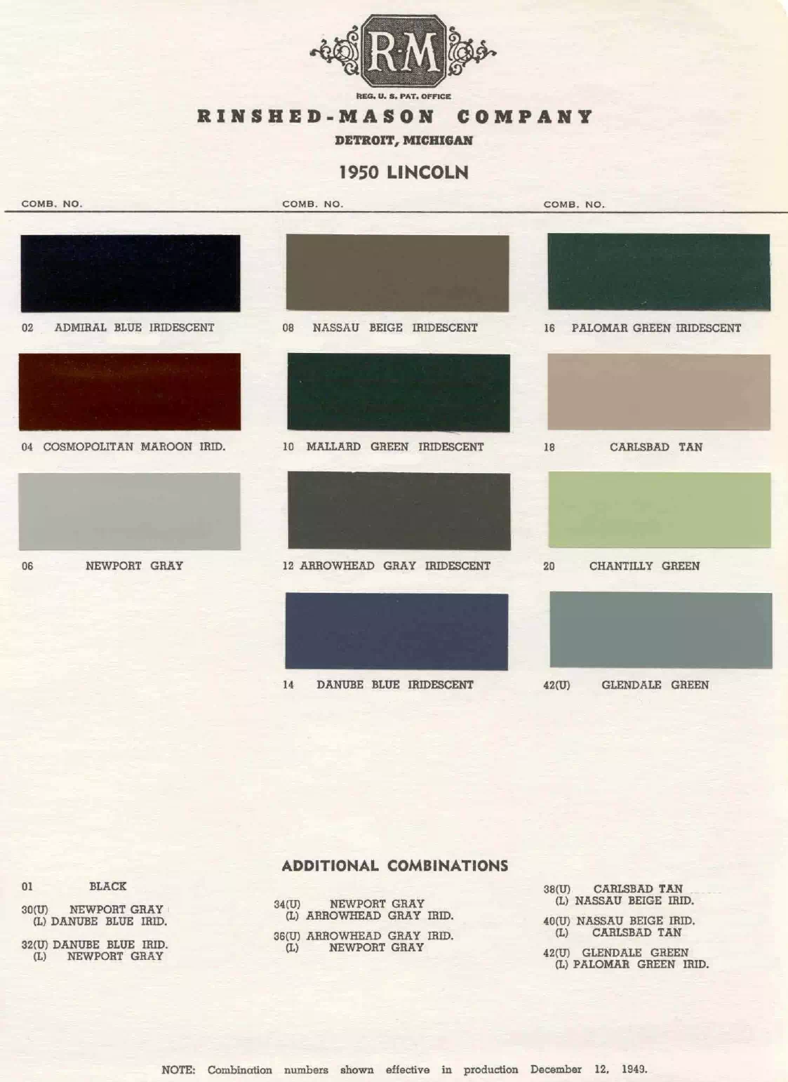 Paint color examples, their ordering codes, the oem color code, and vehicles the color was used on