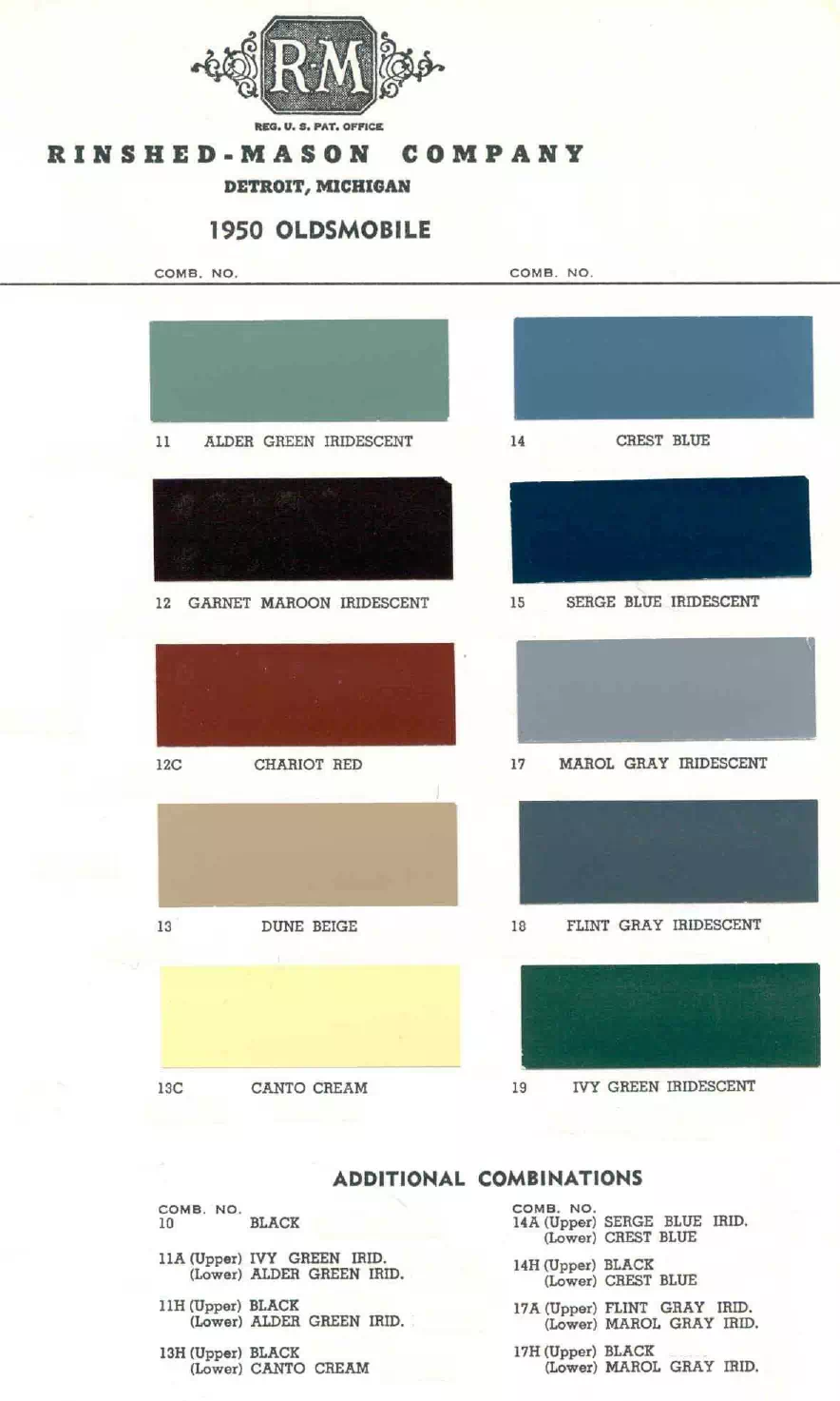 Paint color examples, their ordering codes, the oem color code, and vehicles the color was used on