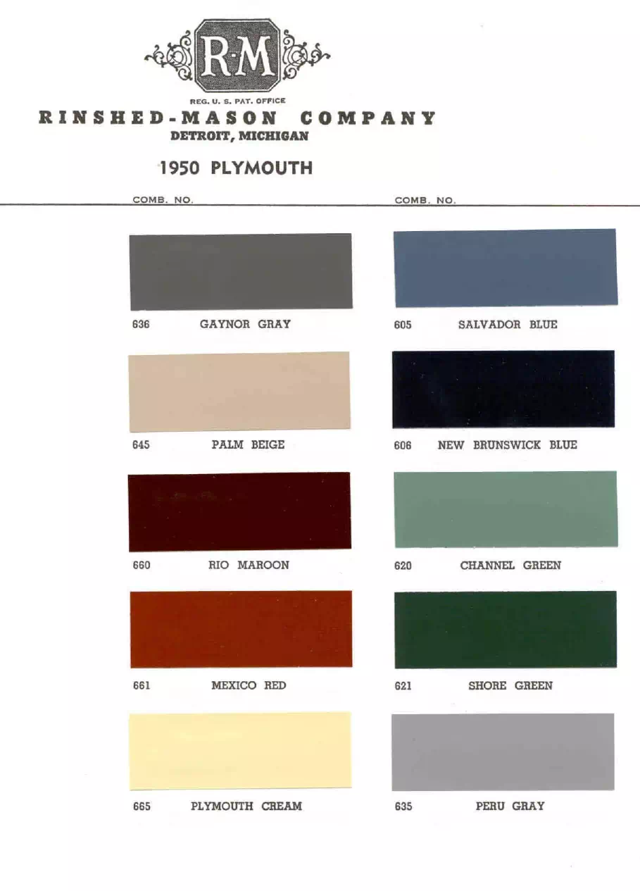 Paint color examples, their ordering codes, the oem color code, and vehicles the color was used on