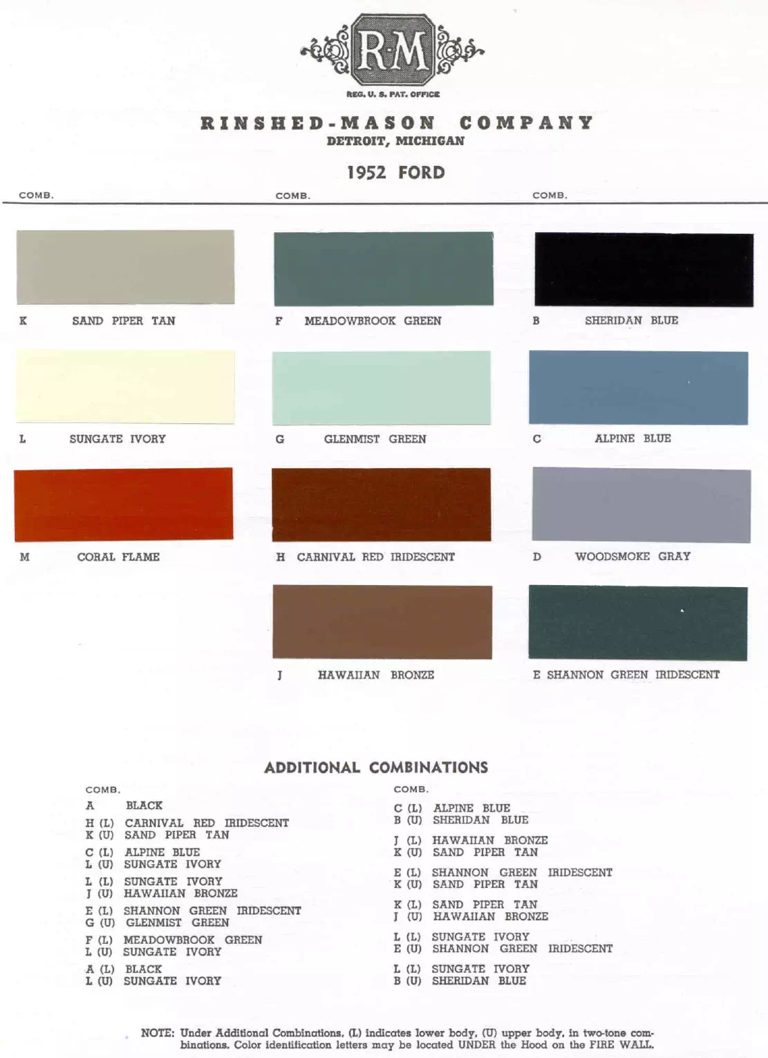 Paint color examples, their ordering codes, the oem color code, and vehicles the color was used on