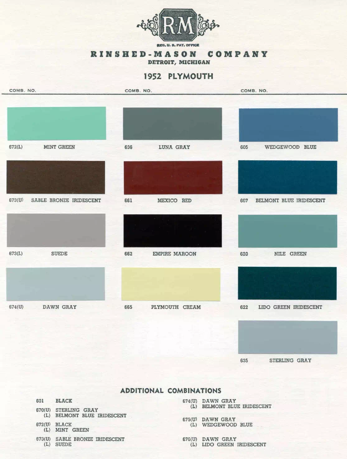 Paint color examples, their ordering codes, the oem color code, and vehicles the color was used on