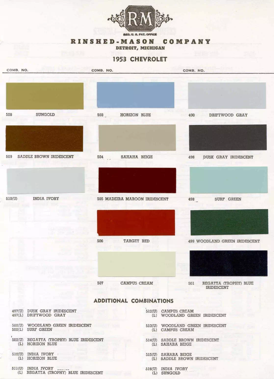 Paint color examples, their ordering codes, the oem color code, and vehicles the color was used on