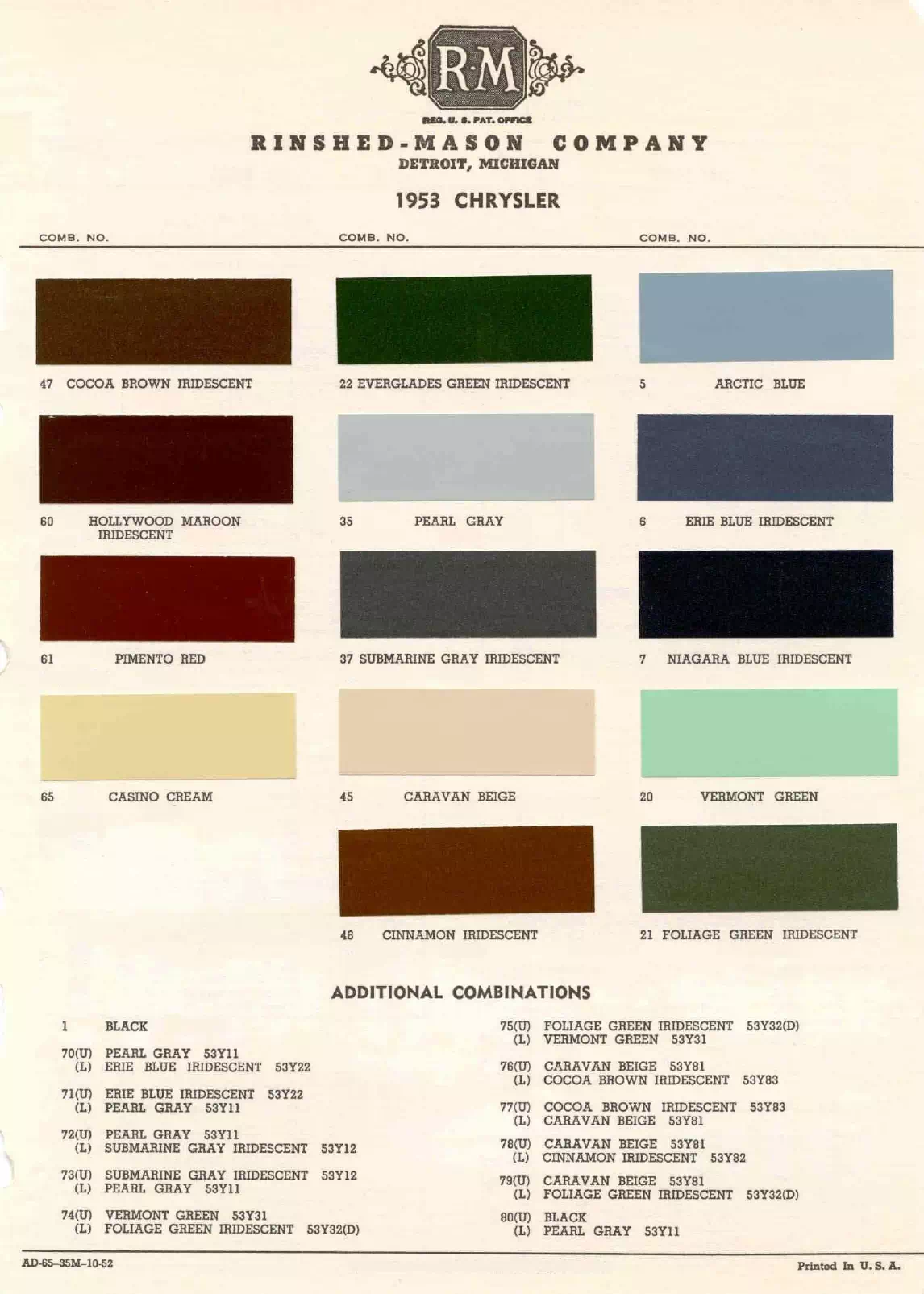 Paint color examples, their ordering codes, the oem color code, and vehicles the color was used on