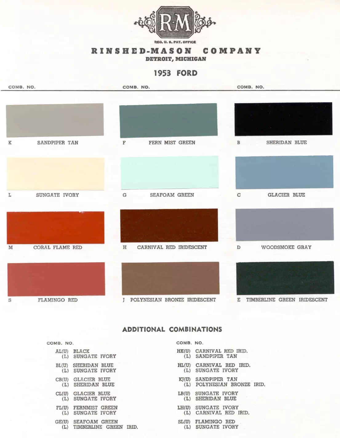 Paint color examples, their ordering codes, the oem color code, and vehicles the color was used on