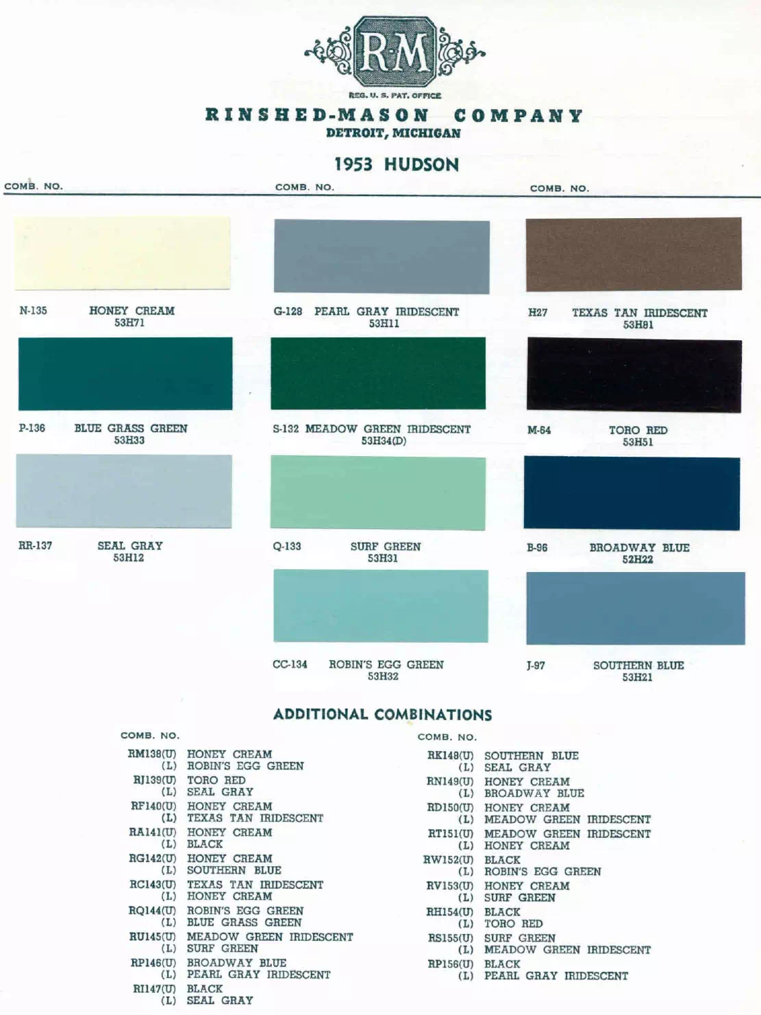 Paint color examples, their ordering codes, the oem color code, and vehicles the color was used on