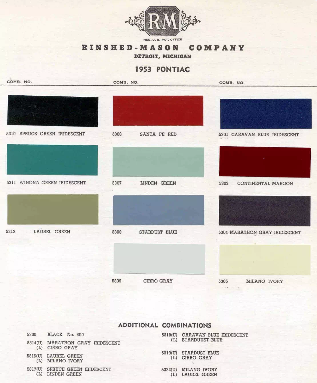 1953 Plymouth Paint Codes & Color Chart