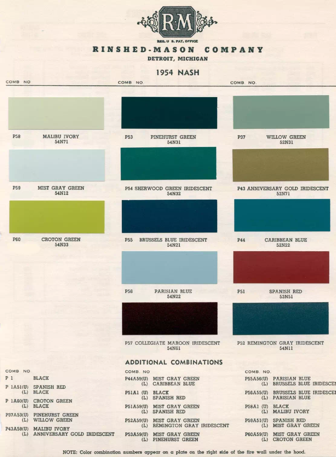 Paint color examples, their ordering codes, the oem color code, and vehicles the color was used on