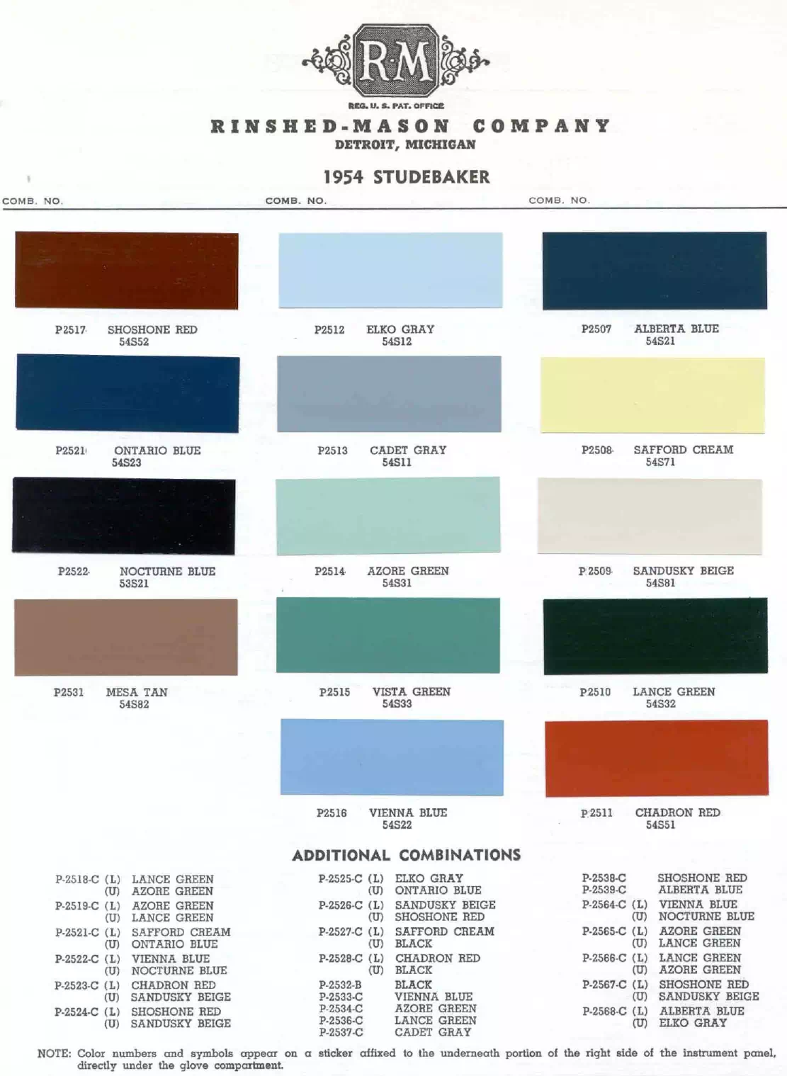 Paint color examples, their ordering codes, the oem color code, and vehicles the color was used on