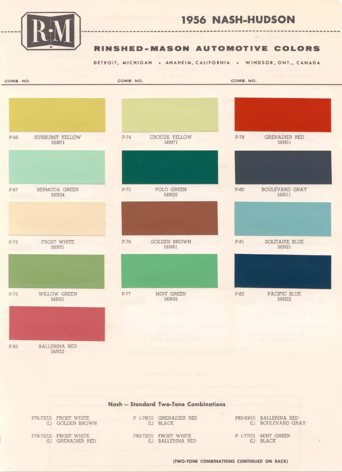 Paint color examples, their ordering codes, the oem color code, and vehicles the color was used on