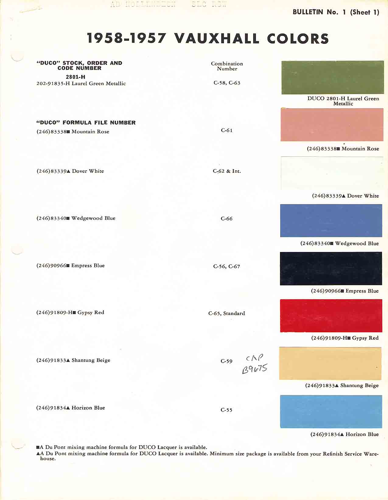 Vauxhall Exterior Color Code and Paint Chart Colours