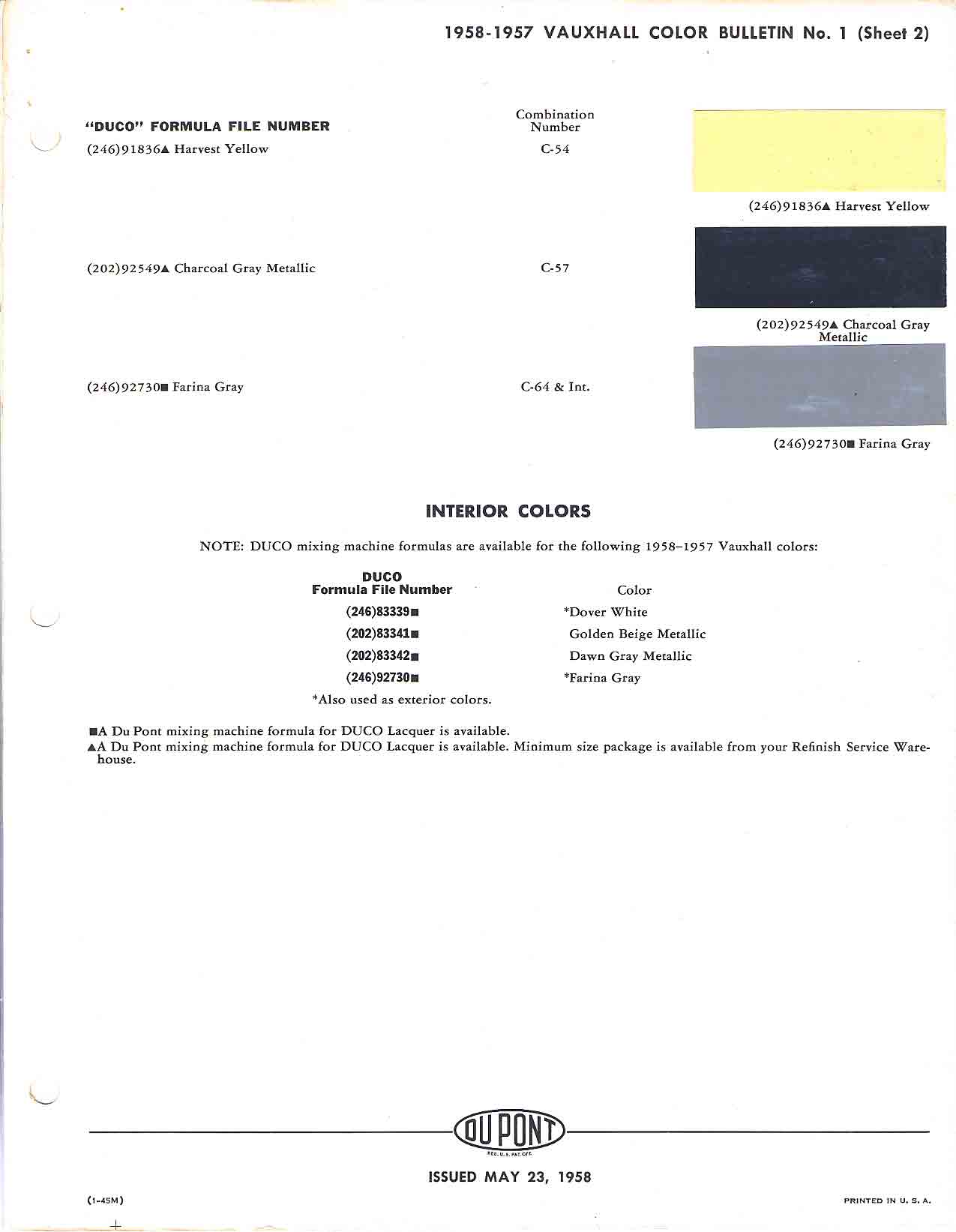 Vauxhall Exterior Color Code and Paint Chart Colours