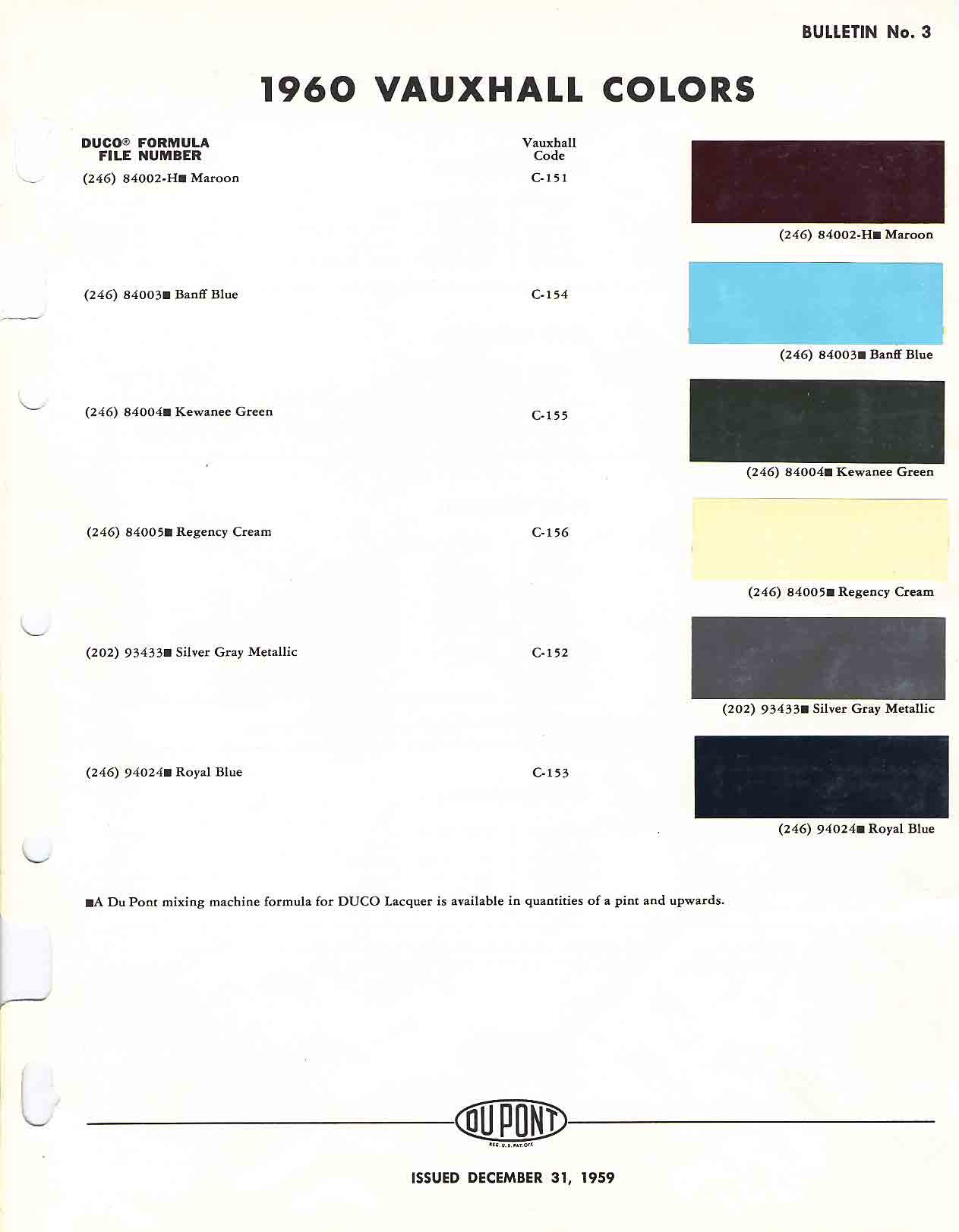 Vauxhall Exterior Color Code and Paint Chart Colours