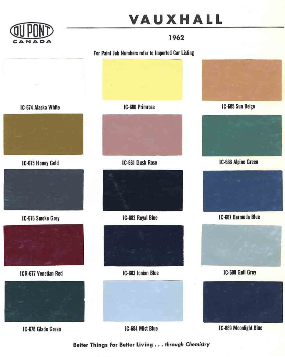 Vauxhall Exterior Color Code and Paint Chart Colours