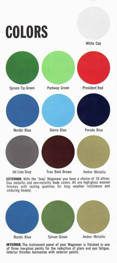 1962 Jeep Color Chart