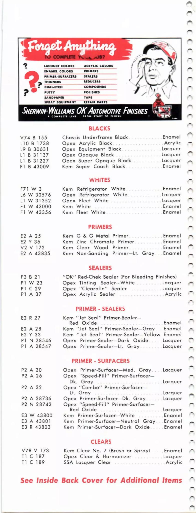 1962 sherwin williams advertisement for paint Paint color examples, their ordering codes, the oem color code, and vehicles the color was used on