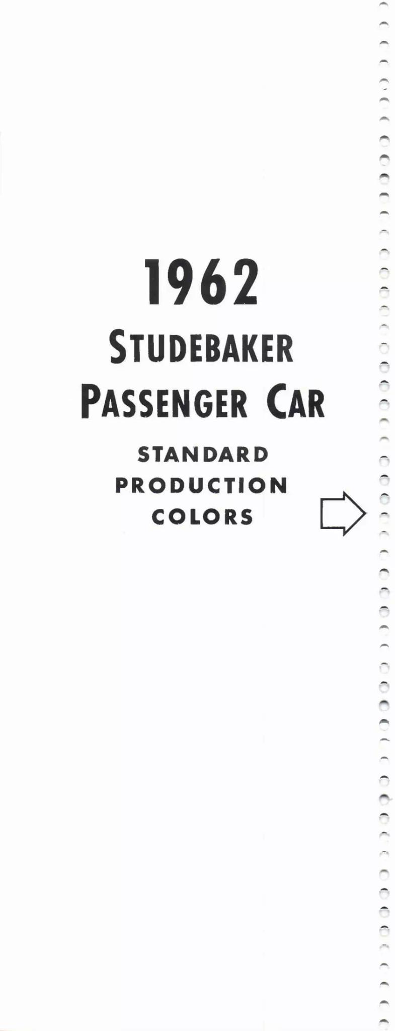 1962 Studebaker opening page Paint color examples, their ordering codes, the oem color code, and vehicles the color was used on