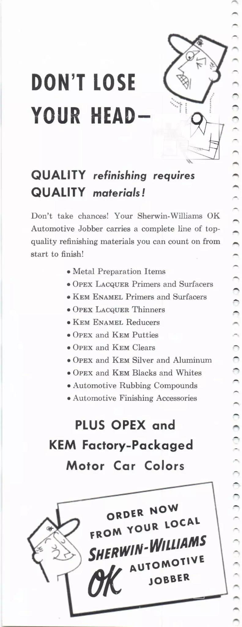 1962 sherwin williams advertisement for paint Paint color examples, their ordering codes, the oem color code, and vehicles the color was used on