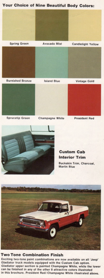 1970 Jeep Gladiator Color Chart Colors used on Jeep Vehicles