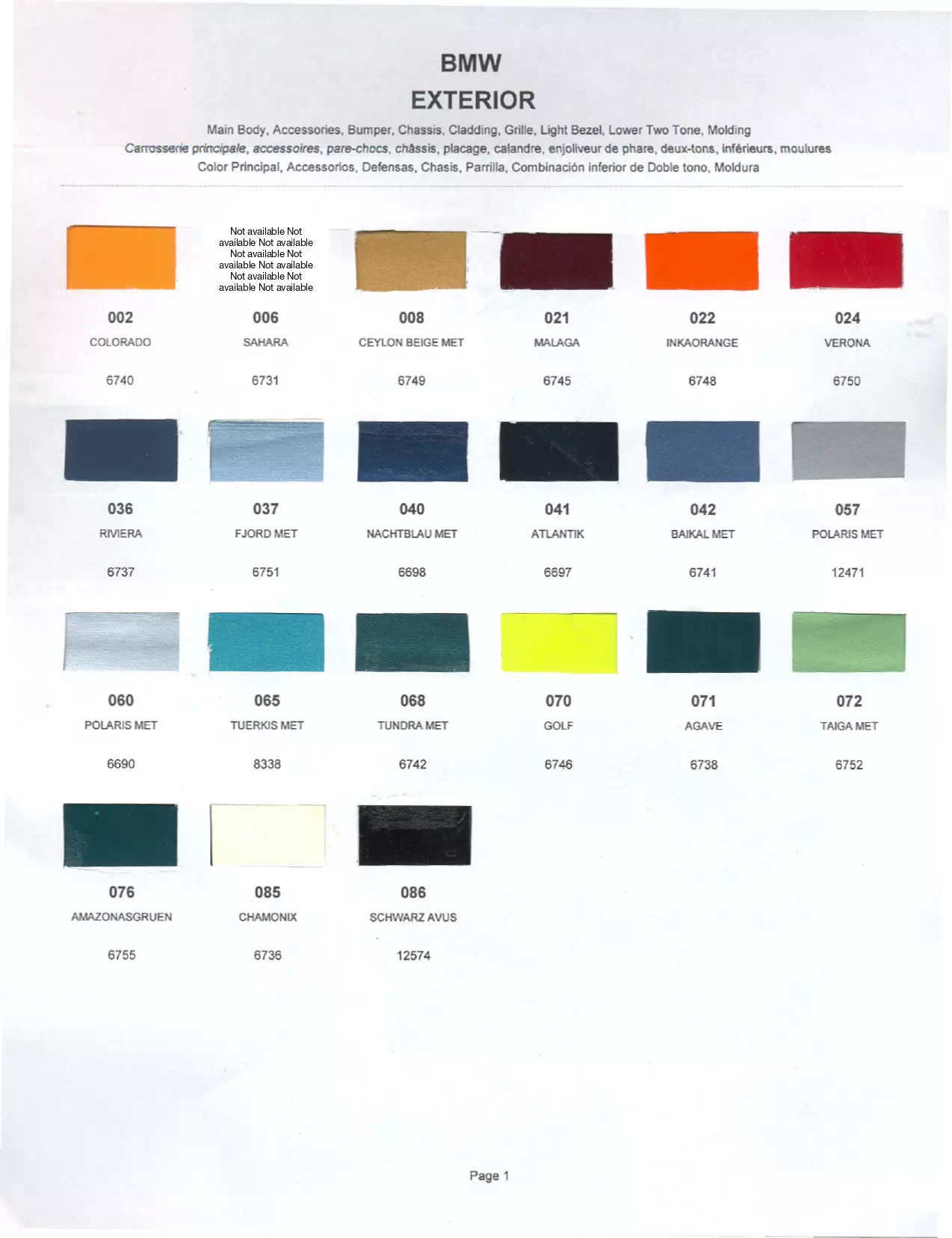 Paint color examples, their ordering codes, the oem color code, and vehicles the color was used on