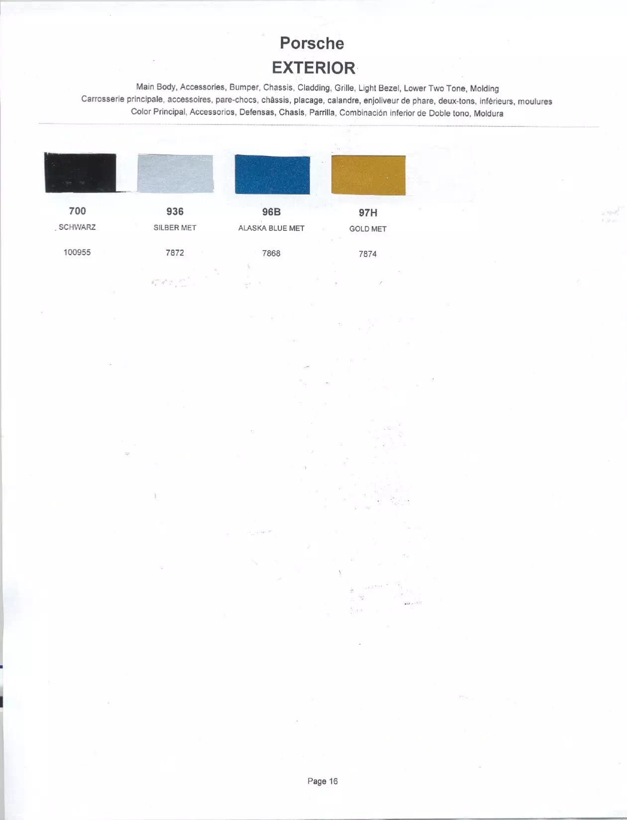 Paint color examples, their ordering codes, the oem color code, and vehicles the color was used on