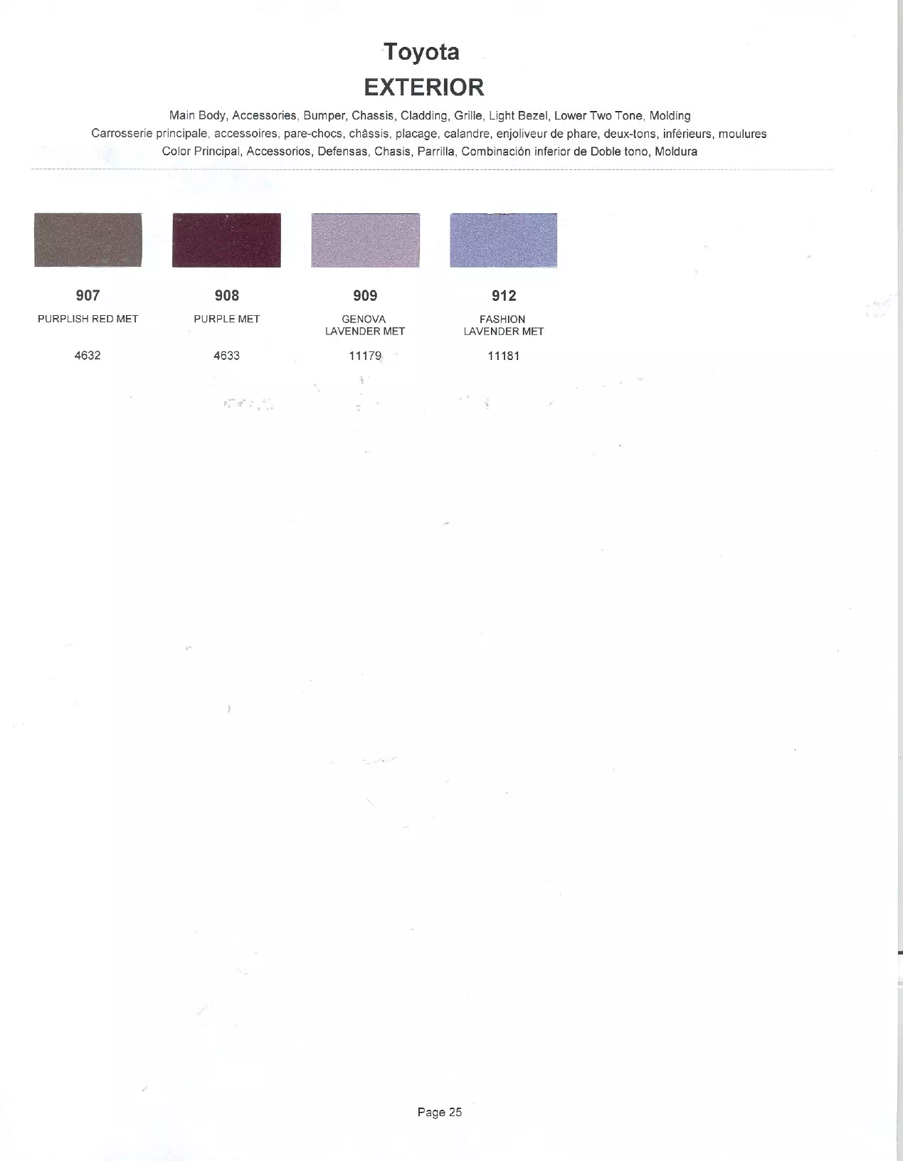 Paint color examples, their ordering codes, the oem color code, and vehicles the color was used on