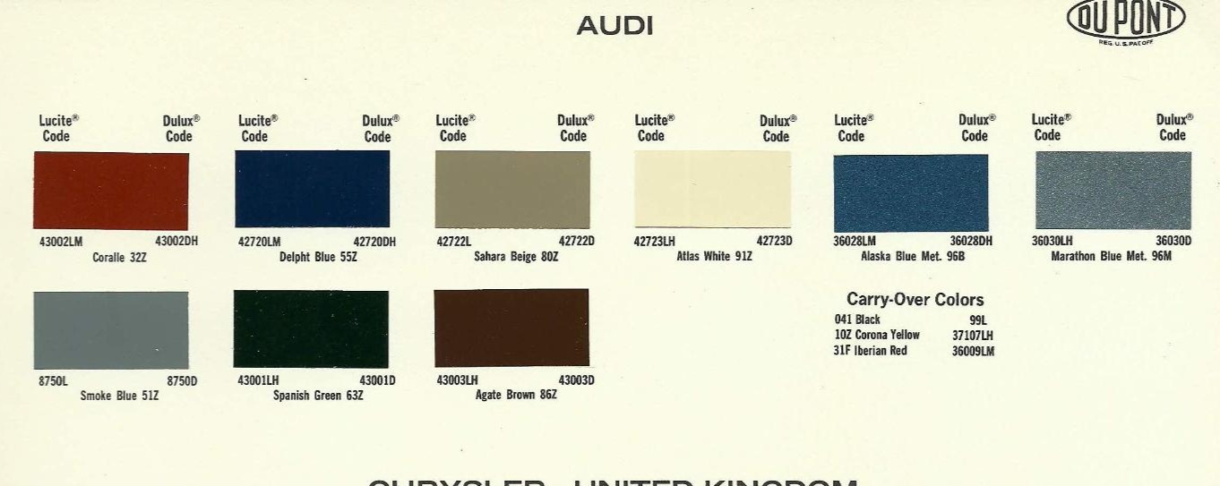 1973 Audi audi paint codes