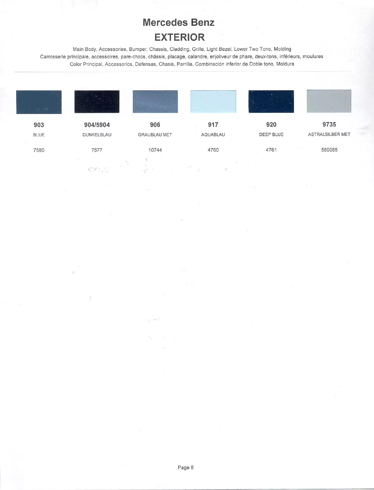 1974 Mercedes-Benz Paint Codes & Color Chart Paint color examples, their ordering codes, the oem color code, and vehicles the color was used on