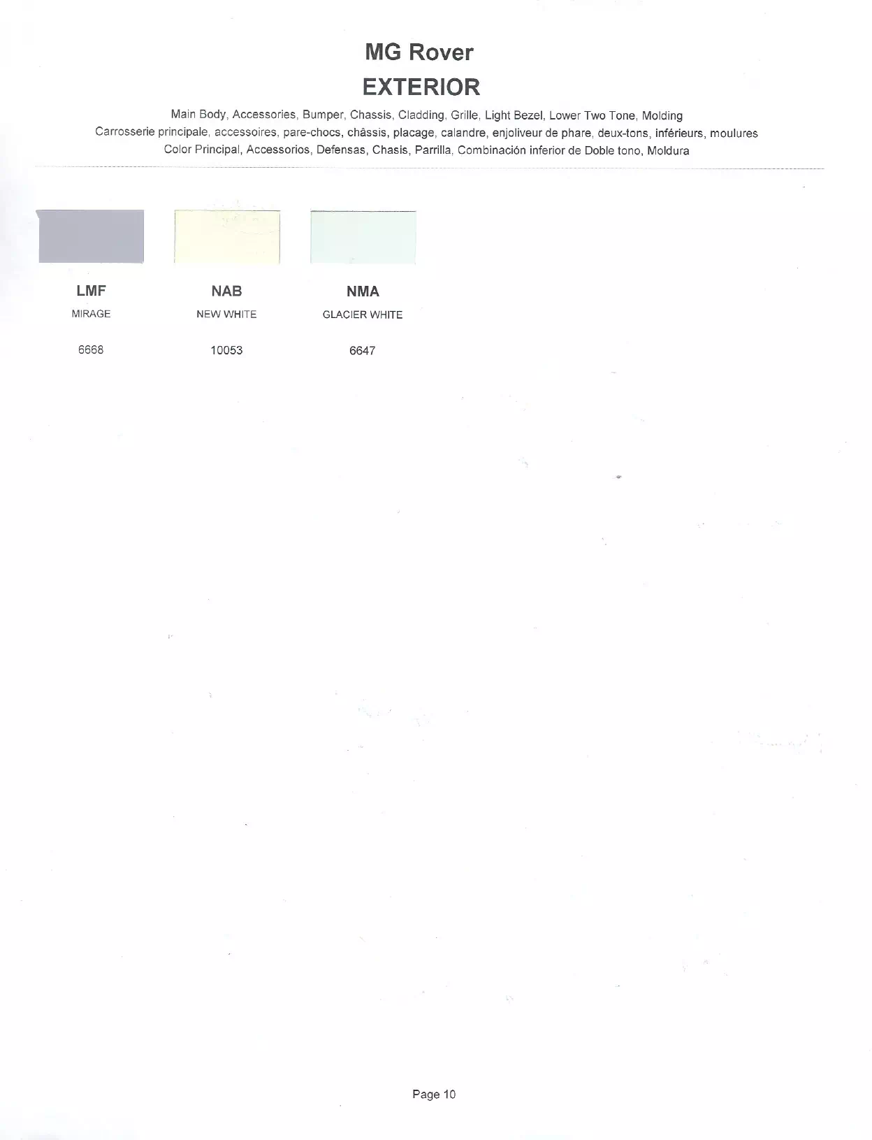 1974 MG Rover Paint Codes & Color Chart Paint color examples, their ordering codes, the oem color code, and vehicles the color was used on