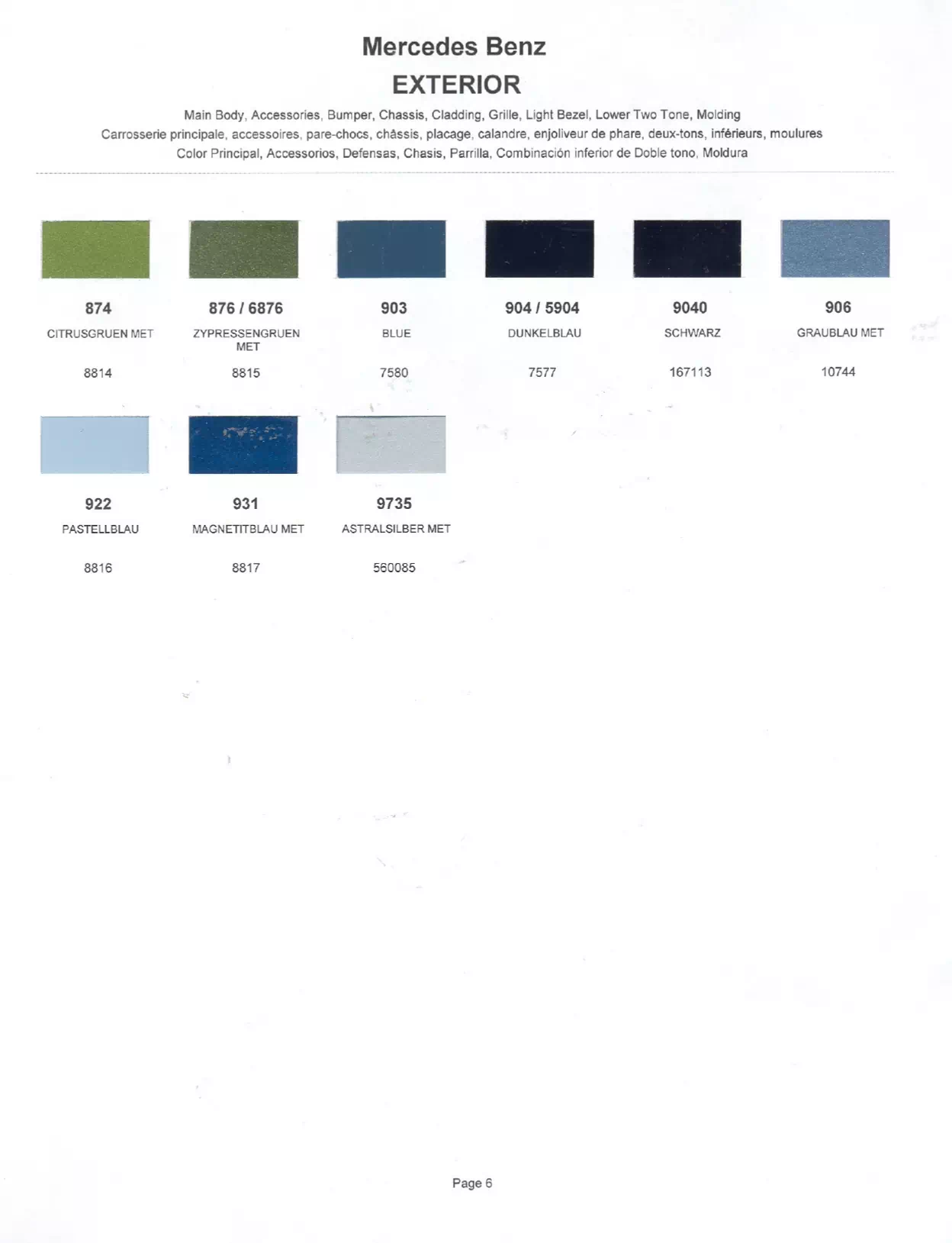 Paint color examples, their ordering codes, the oem color code, and vehicles the color was used on