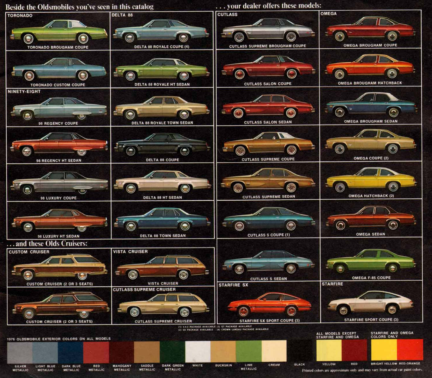 Color Swatches for 1976 oldsmobile vehicles