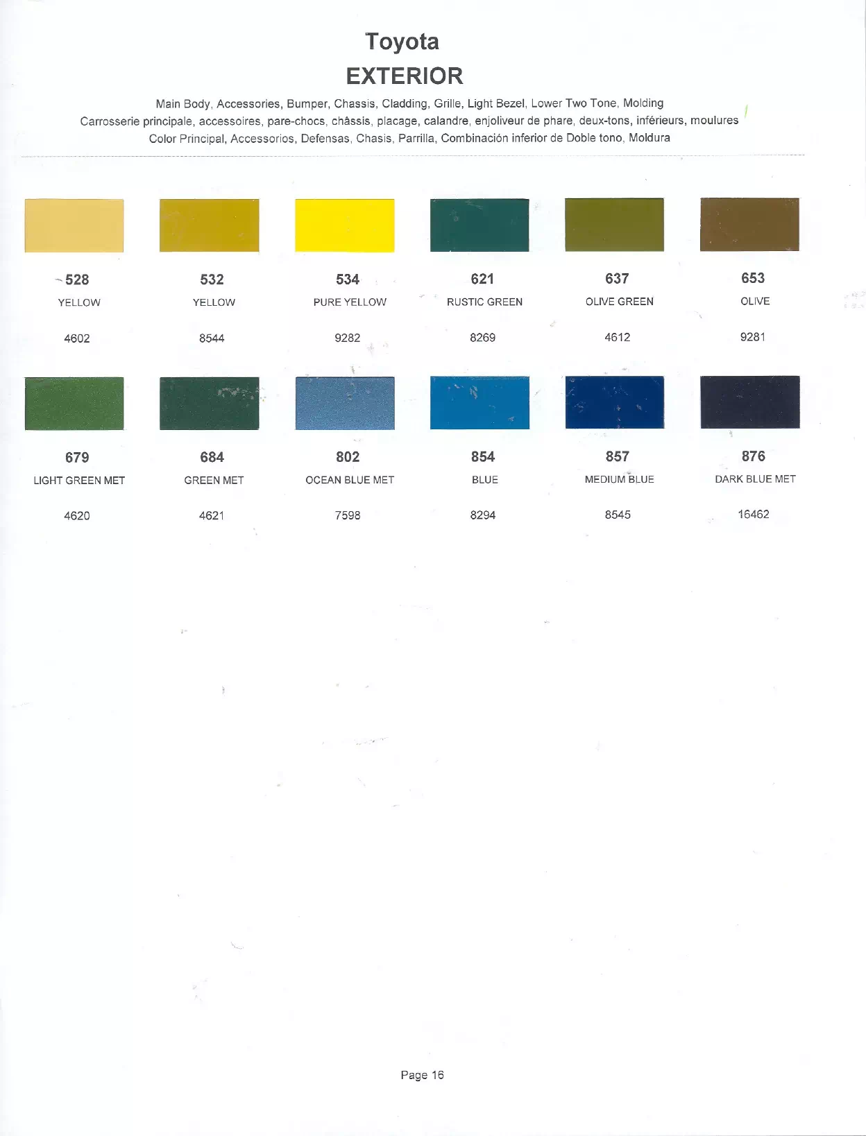 Paint color examples, their ordering codes, the oem color code, and vehicles the color was used on