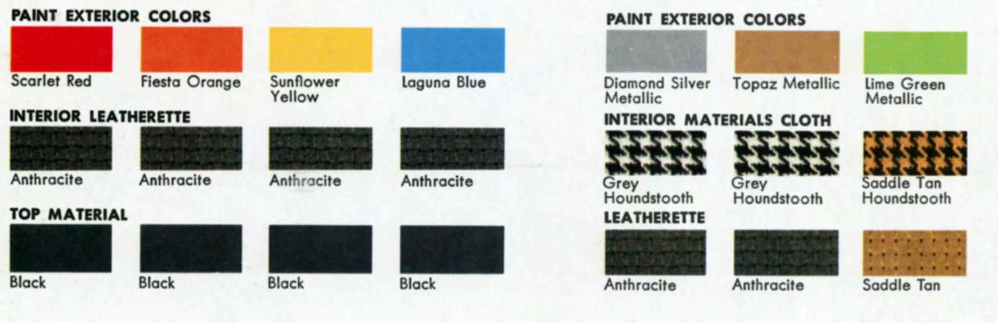 1976 Volkswagen Beatle Color Chart 1976 interior and exterior colors for the volkswagen Beatle