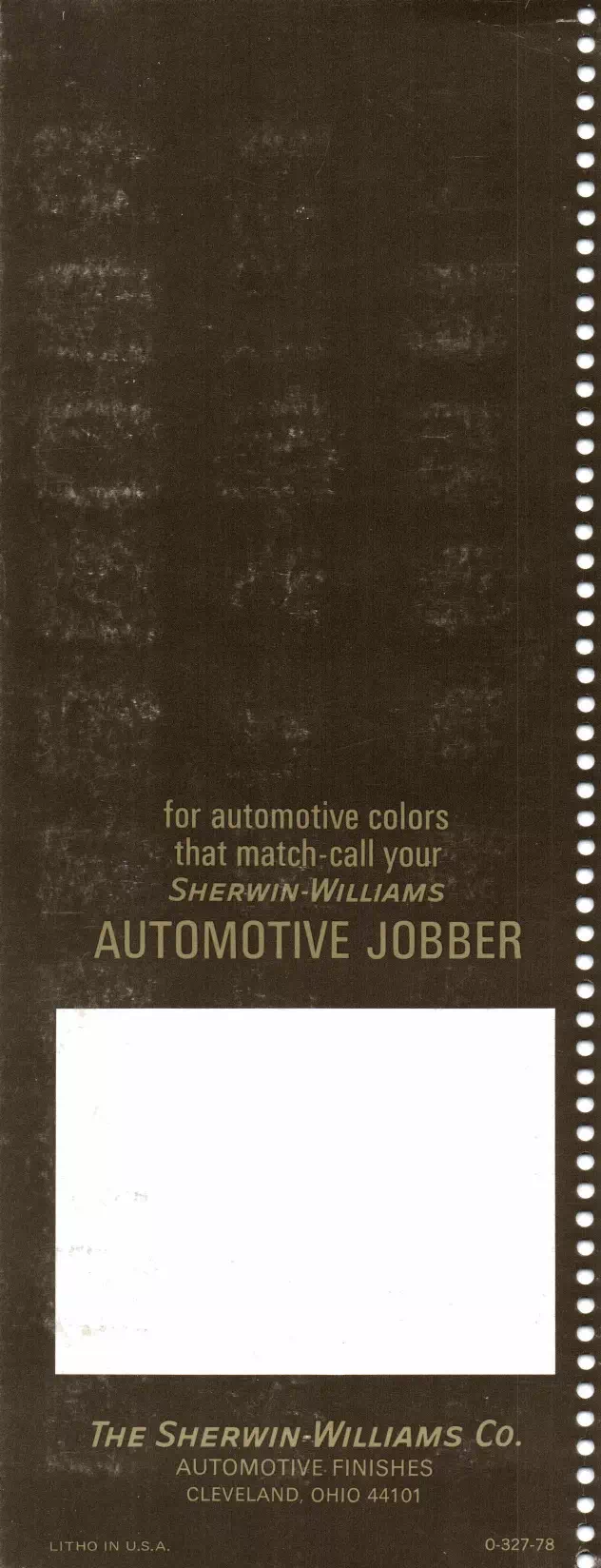 1978 Back Page Paint color examples, their ordering codes, the oem color code, and vehicles the color was used on