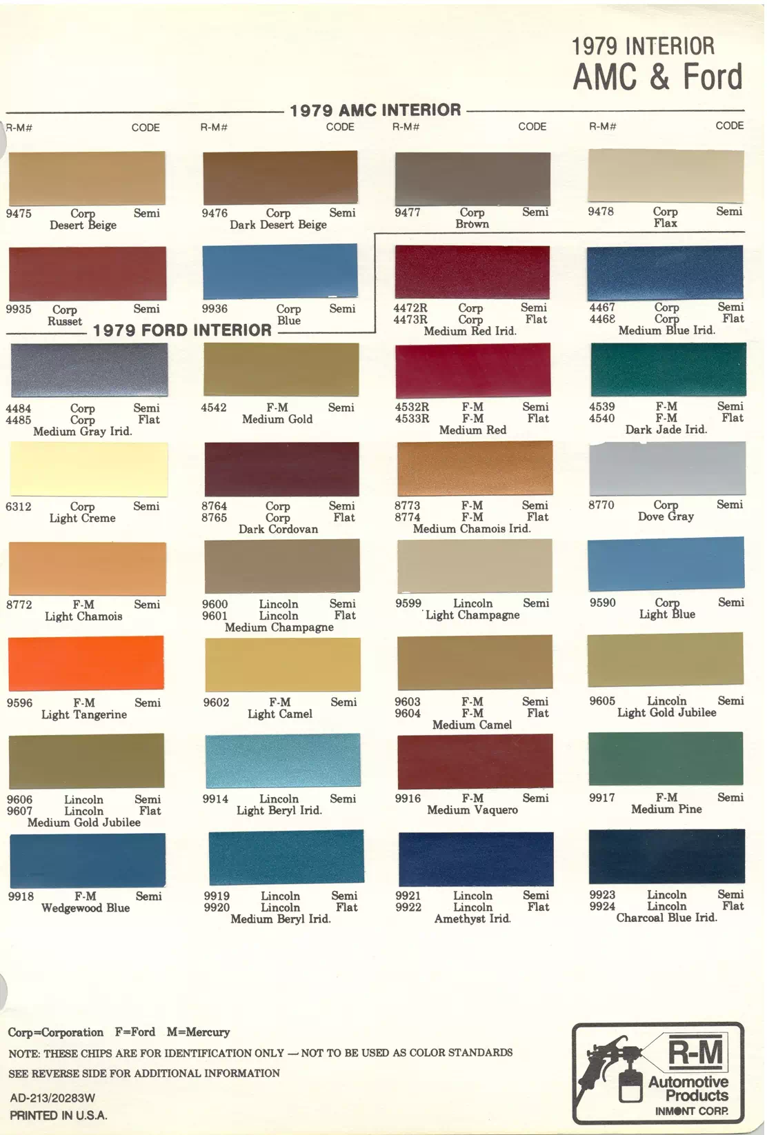 Paint color examples, their ordering codes, the oem color code, and vehicles the color was used on