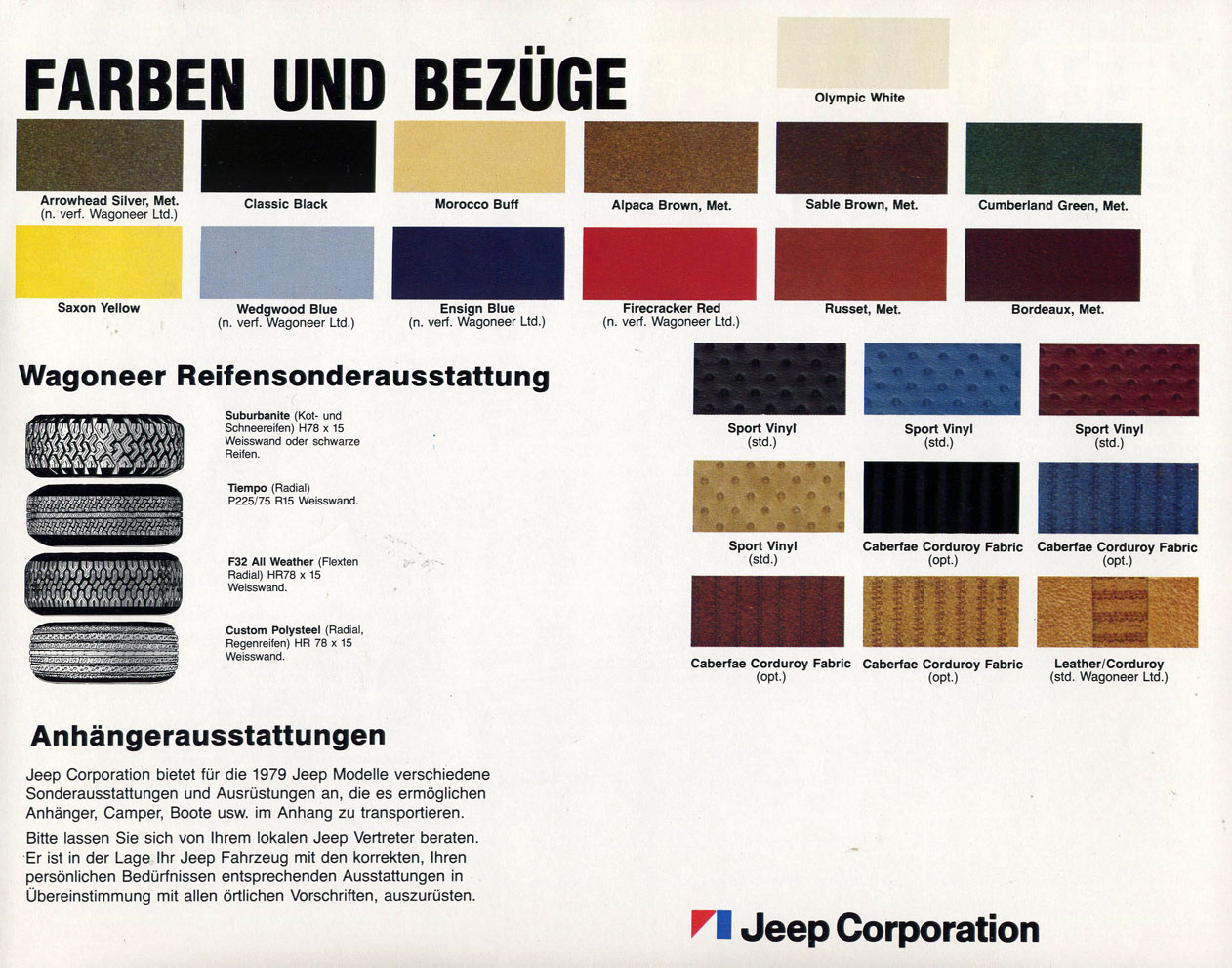 Jeep Paint Codes and Color Chart used for 1979