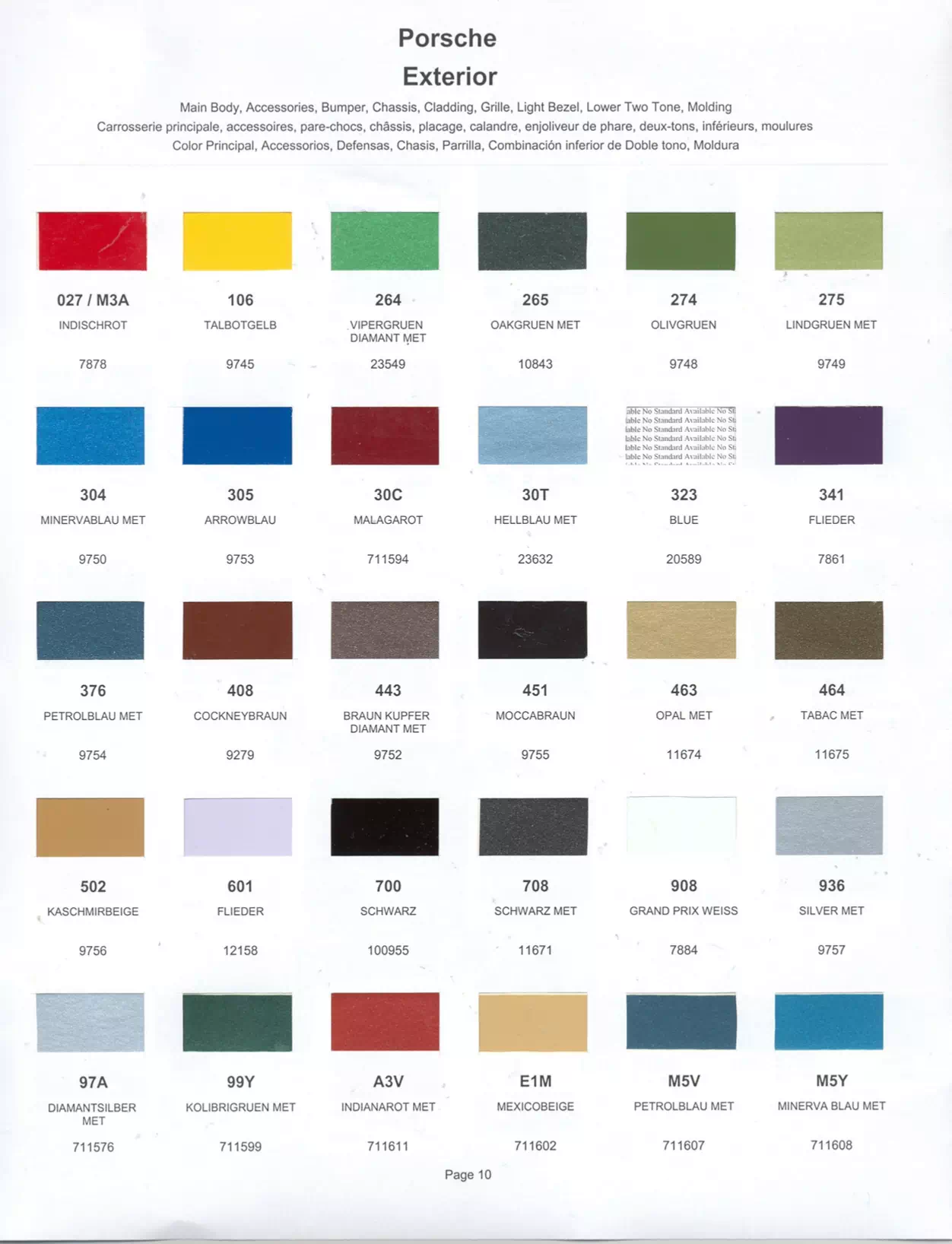 Paint color examples, their ordering codes, the oem color code, and vehicles the color was used on