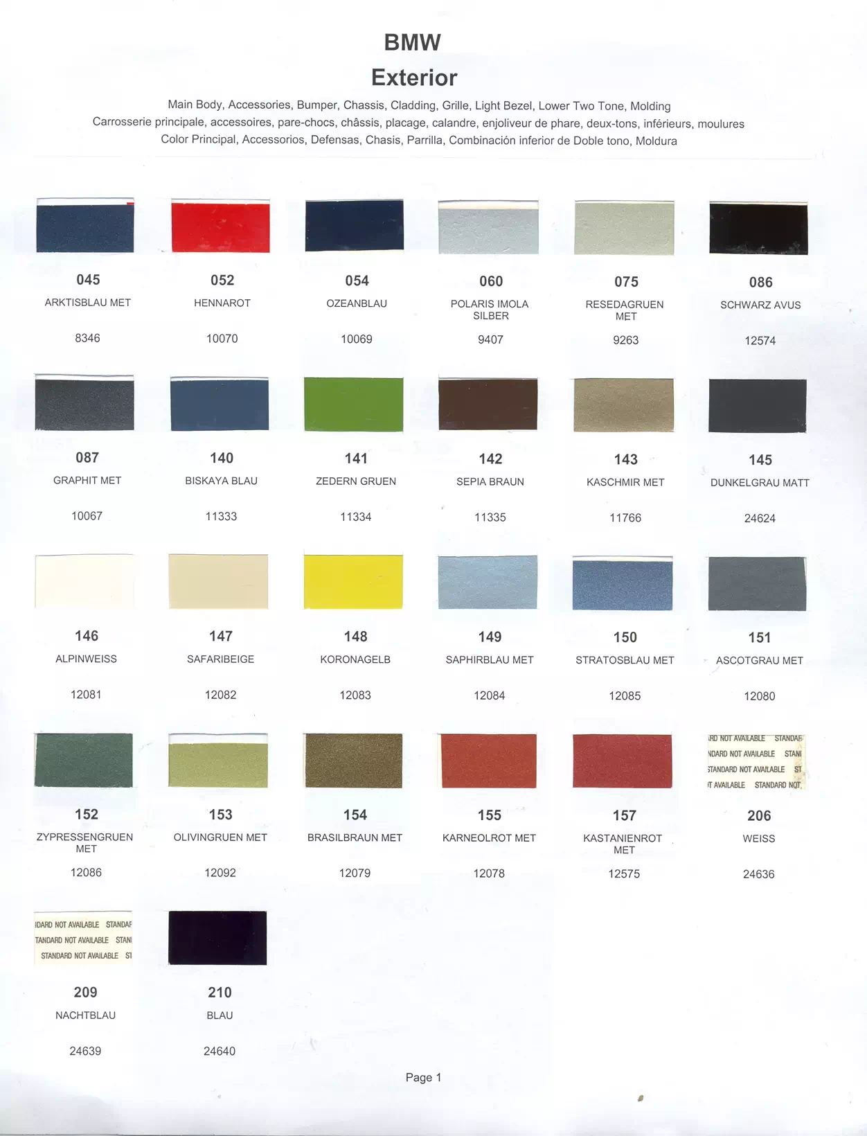 Paint color examples, their ordering codes, the oem color code, and vehicles the color was used on