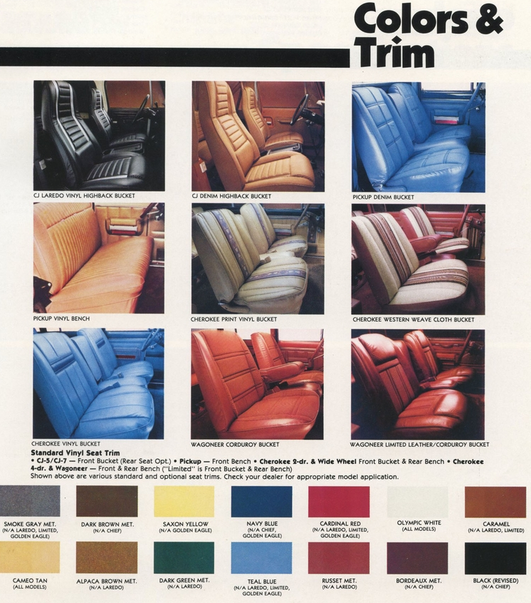 1980 Jeep Full Line Color Chart Jeep Paint Codes and Color Chart used for 1980