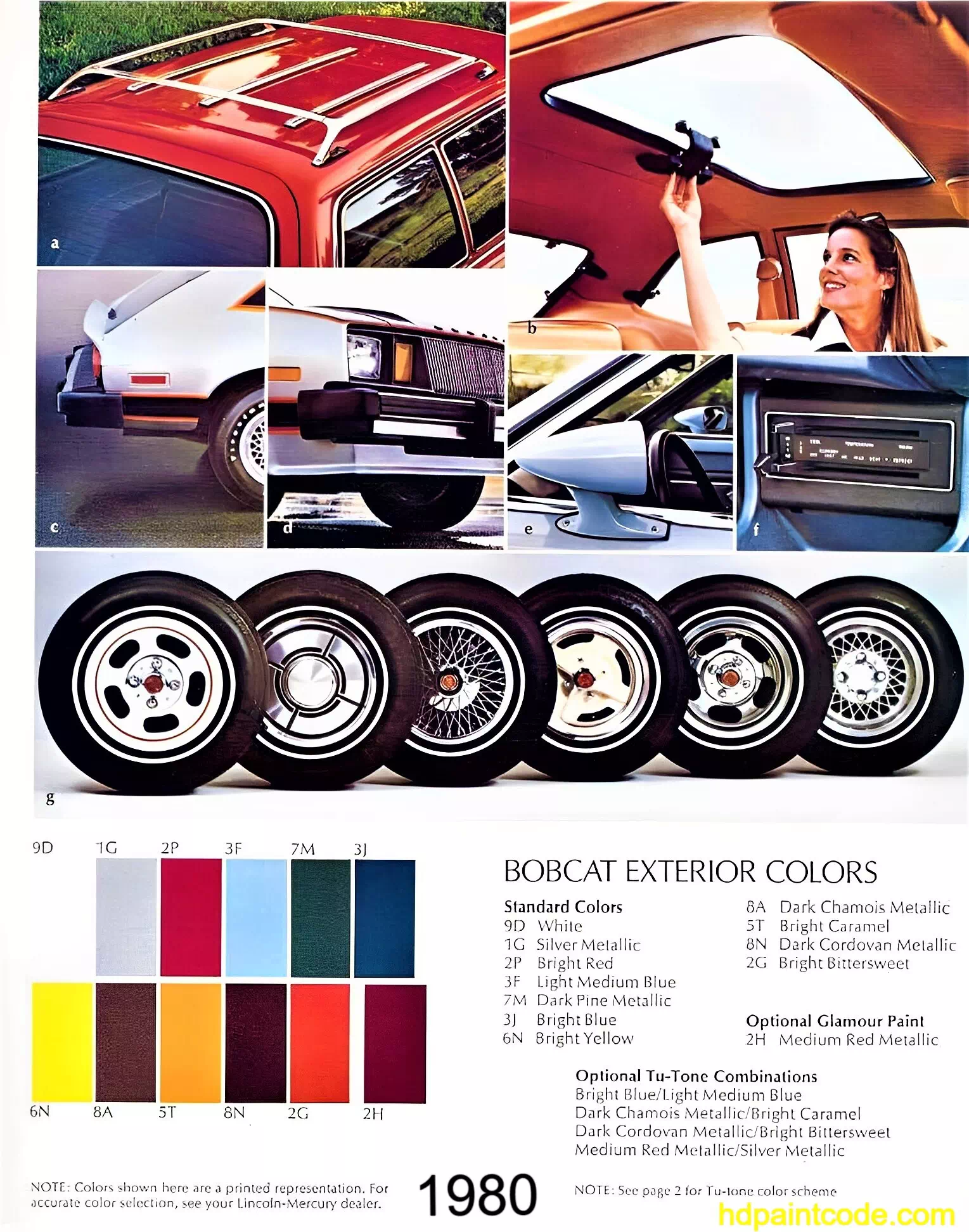1980 Mercury Bobcat Paint Codes and Color Chart Paint codes, Exterior Colors, and Vehicle Rims used on the 1980 Mercury Bobcat automobiles