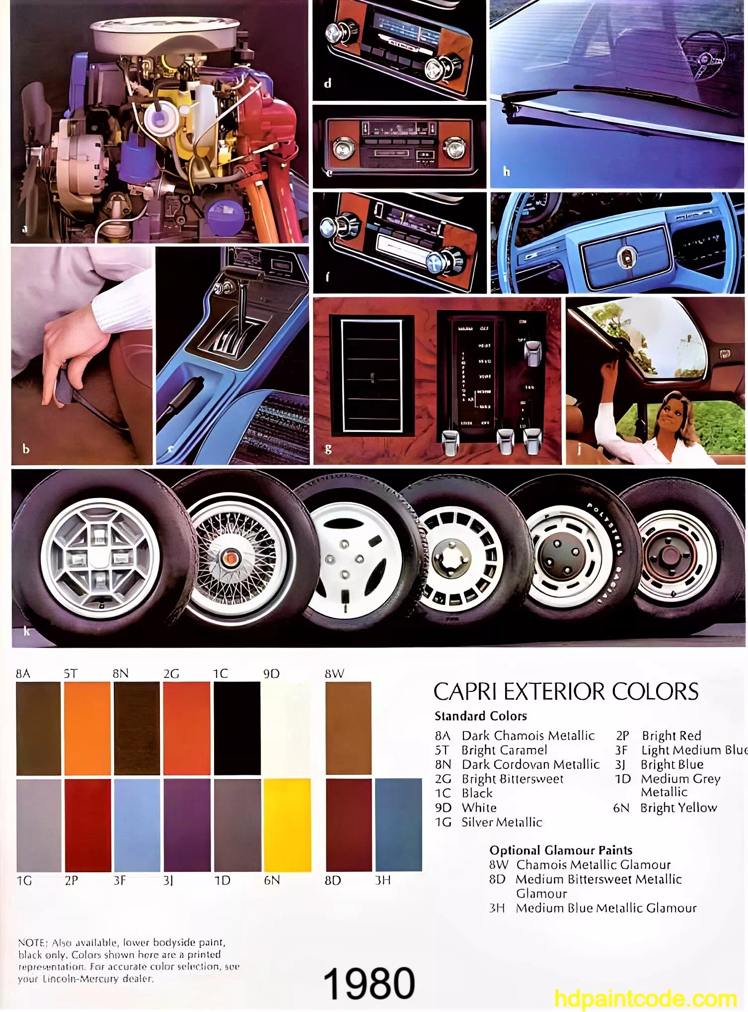 1980 Mercury Capri Paint Codes and Color Chart Paint codes, Exterior Colors, and Vehicle Rims used on the 1980 Mercury Capri automobiles